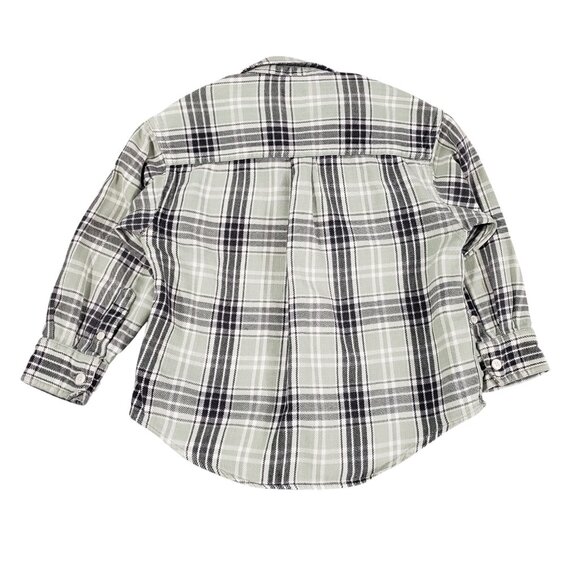 GAP Boys Long Sleeve Black & Grey Plaid Button Down Shirt XS - Picture 2 of 4
